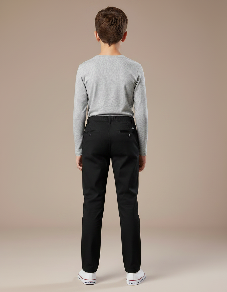 Pantalon Chino Noir Droit Coton Enfant - vue 2