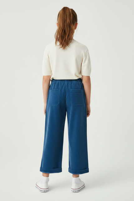 Pantalon Chino Bleu Côtelé Ample Décontracté Enfant - Cordé - vue 2