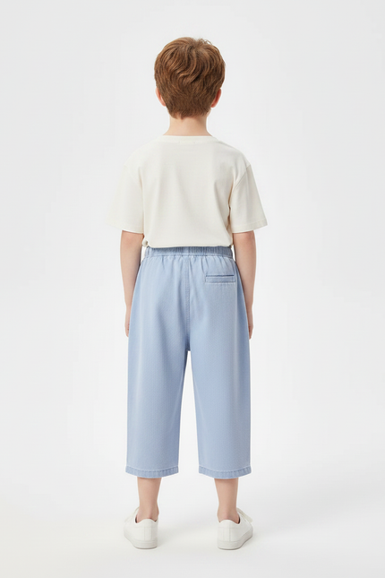 Pantalon Chino Bleu Clair Coton Ample Enfant Décontracté - vue 2