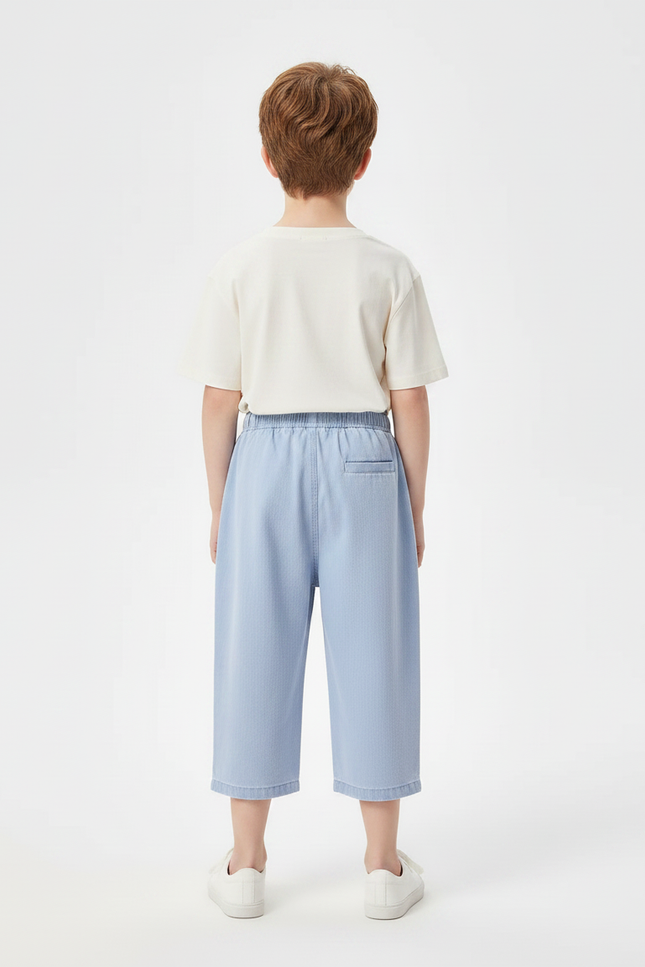 Pantalon Chino Bleu Clair Coton Ample Enfant Décontracté - vue 2