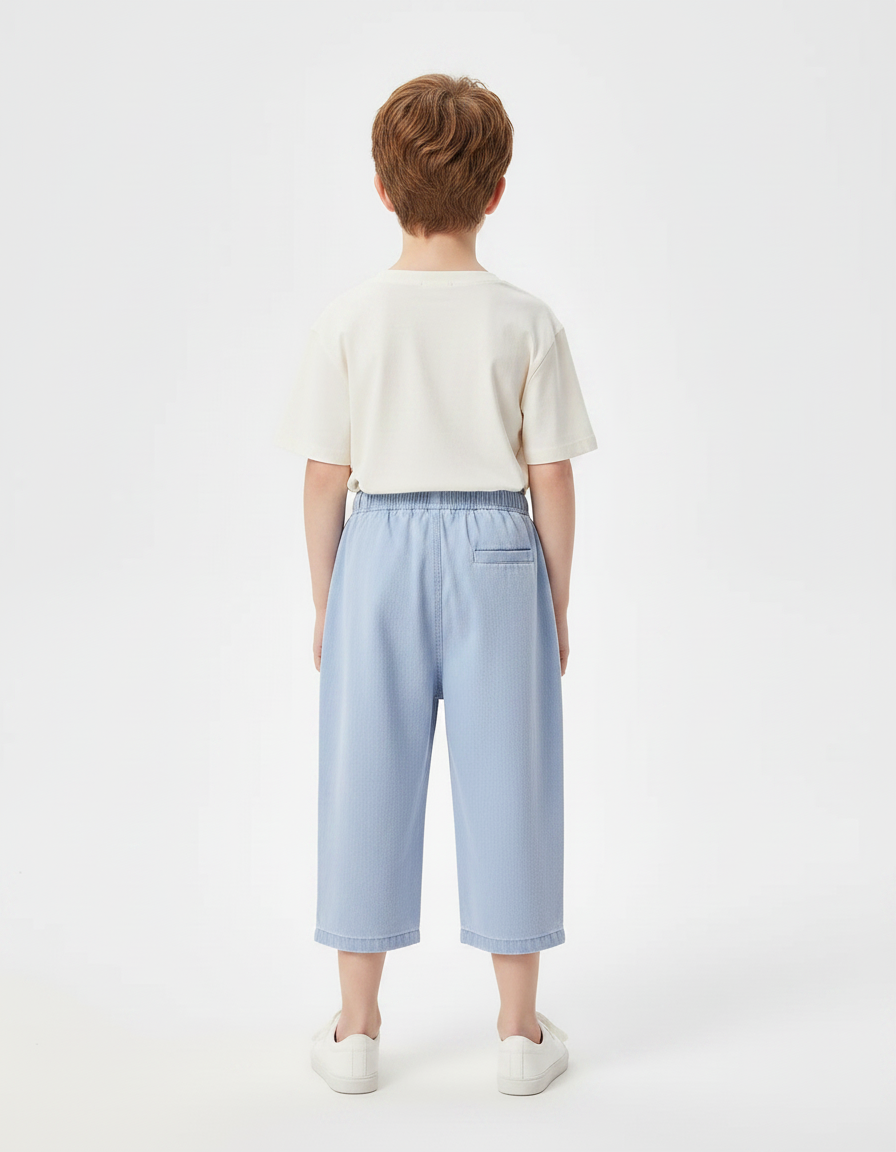 Pantalon Chino Bleu Clair Coton Ample Enfant Décontracté - vue 2