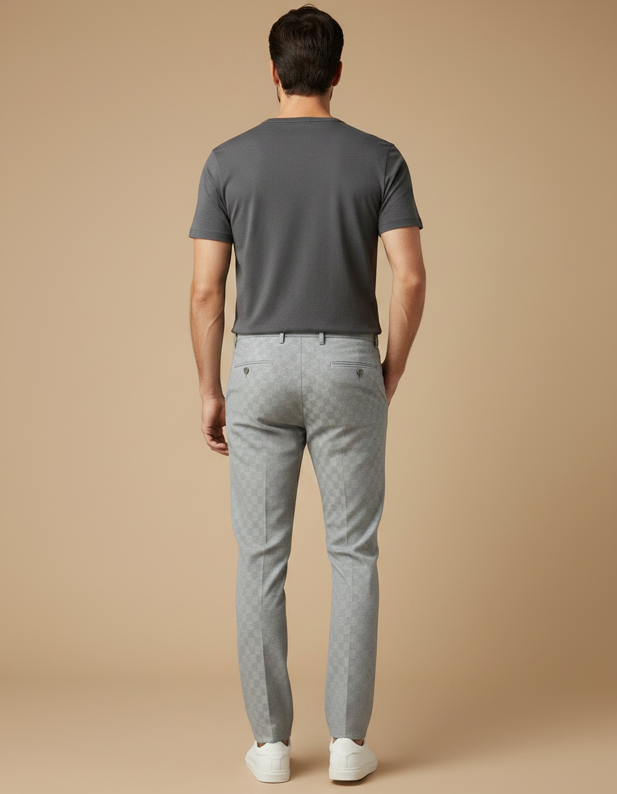 Pantalon Chino Homme Gris Tapered Coton Casual - Gabardine - vue 2