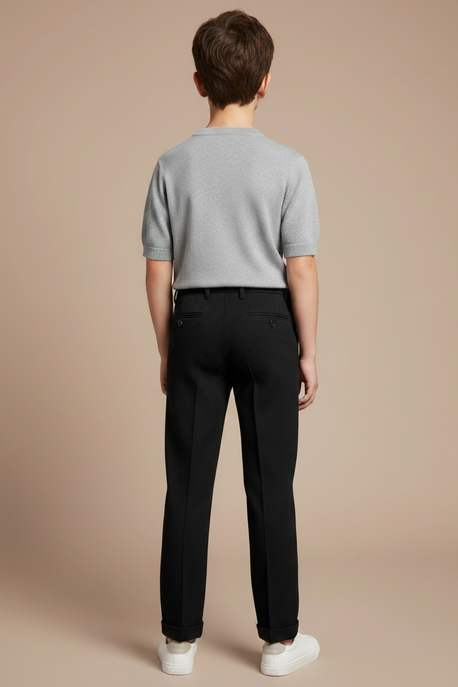 Pantalon Chino Noir Coupe Droite Garçon Simple - Gabardine - vue 2