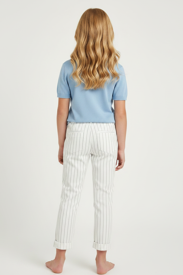 Pantalon Chino Fille - Blanc Coton - vue 2