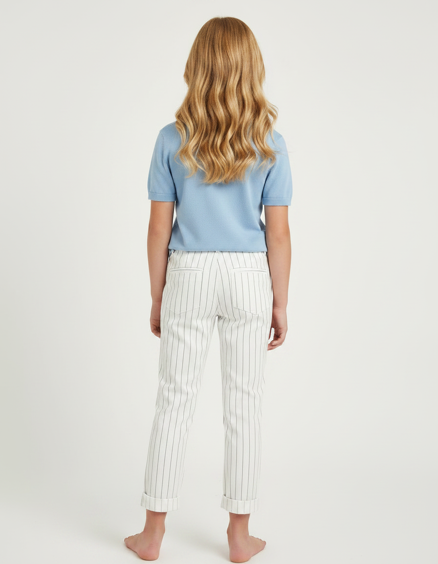 Pantalon Chino Fille - Blanc Coton - vue 2