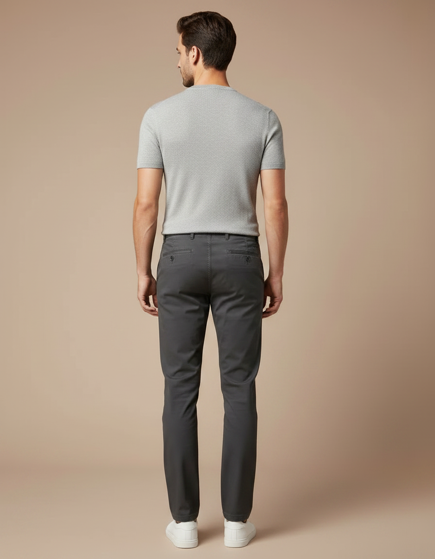 Pantalon Chino Homme Skinny - Gris Gabardine - vue 2