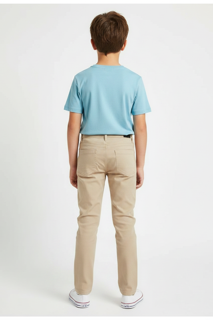 Pantalon Chino Beige Coton Slim Décontracté Garçon - vue 2