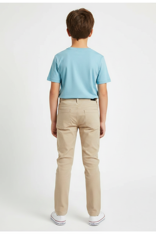 Pantalon Chino Beige Coton Slim Décontracté Garçon - vue 2