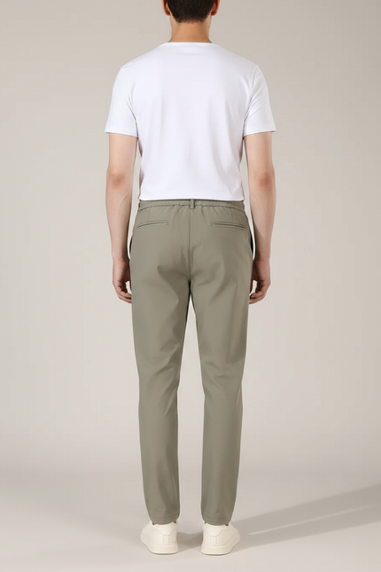 Pantalon Chino Kaki Cordon Élastique Confortable Droit - Polyester - vue 2