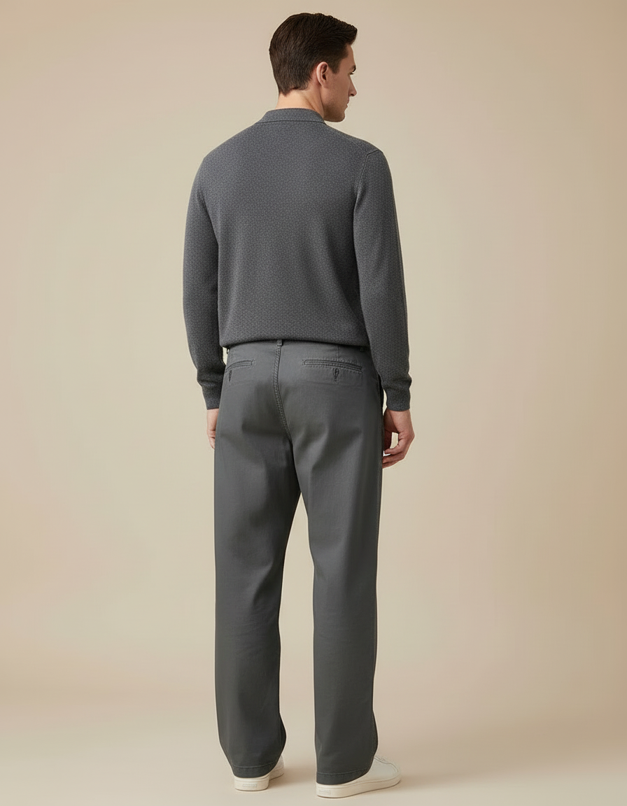 Pantalon Homme Chino Large - Gris Gabardine - vue 2