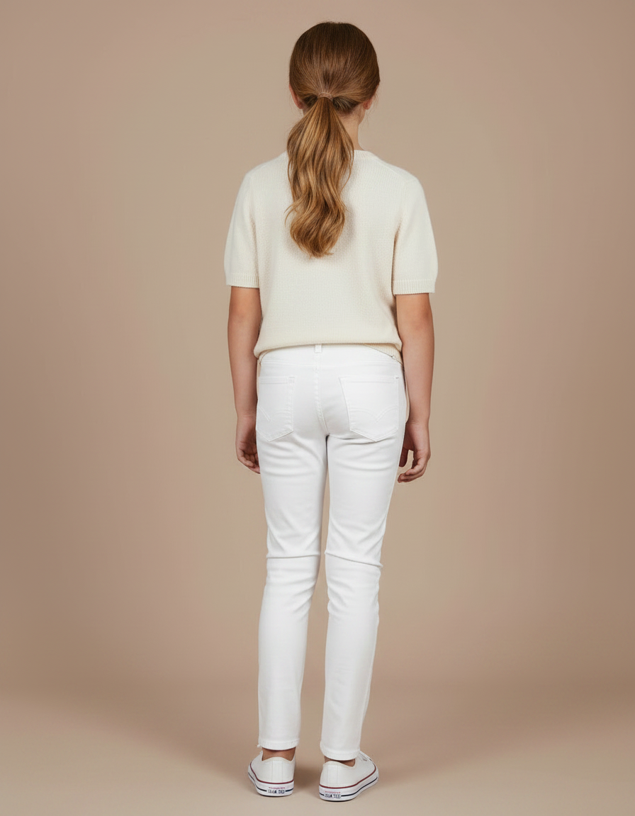 Pantalon Chino Slim Blanc - Gabardine - vue 2