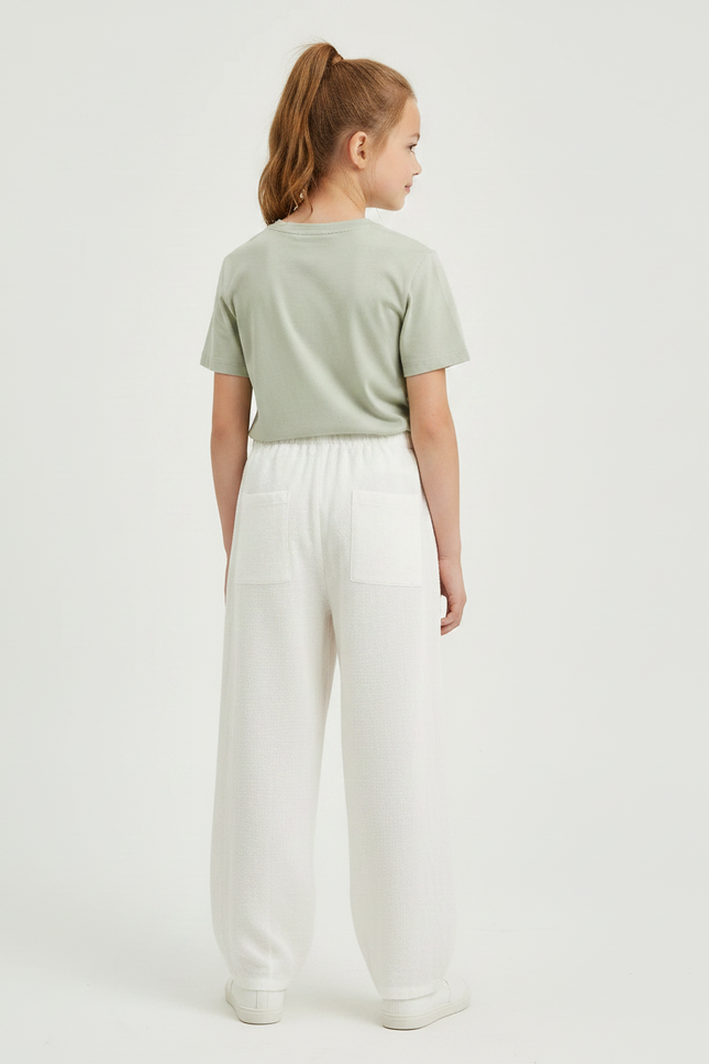 Pantalon Chino Blanc Ample Lin Enfant Décontracté - vue 2