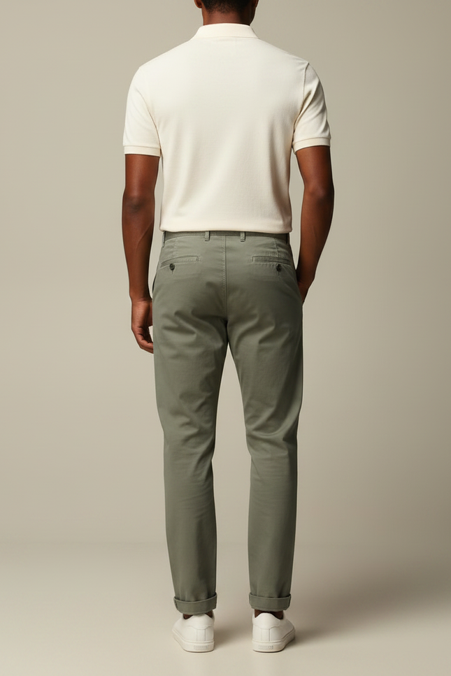Pantalon Chino Kaki Coton Droit Tapered Homme - vue 2