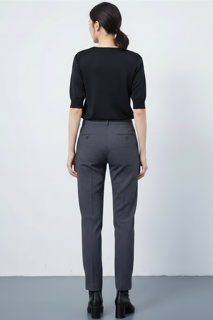 Pantalon Chino Gris Anthracite Slim Élégant Femme - Polyester - vue 2