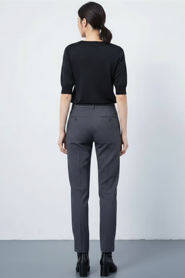 Pantalon Chino Gris Anthracite Slim Élégant Femme - Polyester - vue 2