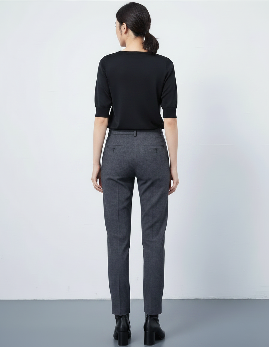 Pantalon Chino Gris Anthracite Slim Élégant Femme - Polyester - vue 2