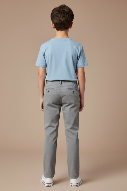 Pantalon Chino Gris Coton Droit Basique Enfant - vue 2