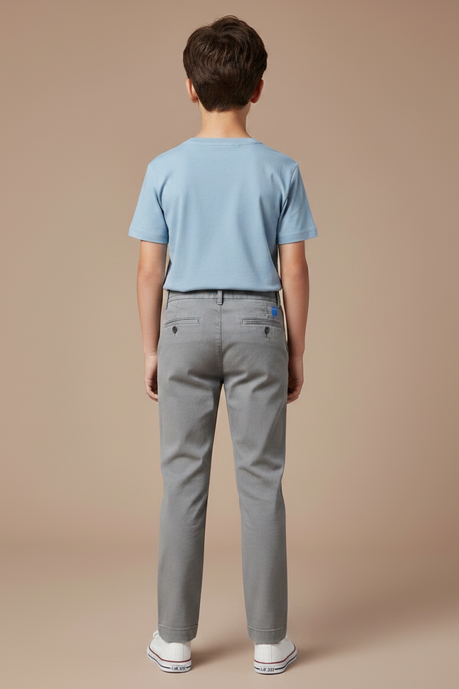 Pantalon Chino Gris Coton Droit Basique Enfant - vue 2