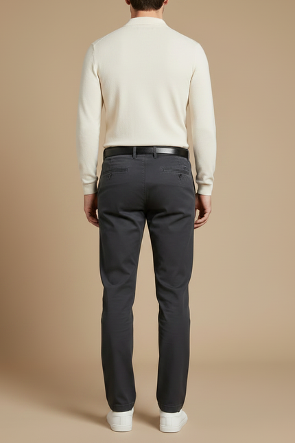 Pantalon Chino Gris Coton Décontracté Homme - vue 2