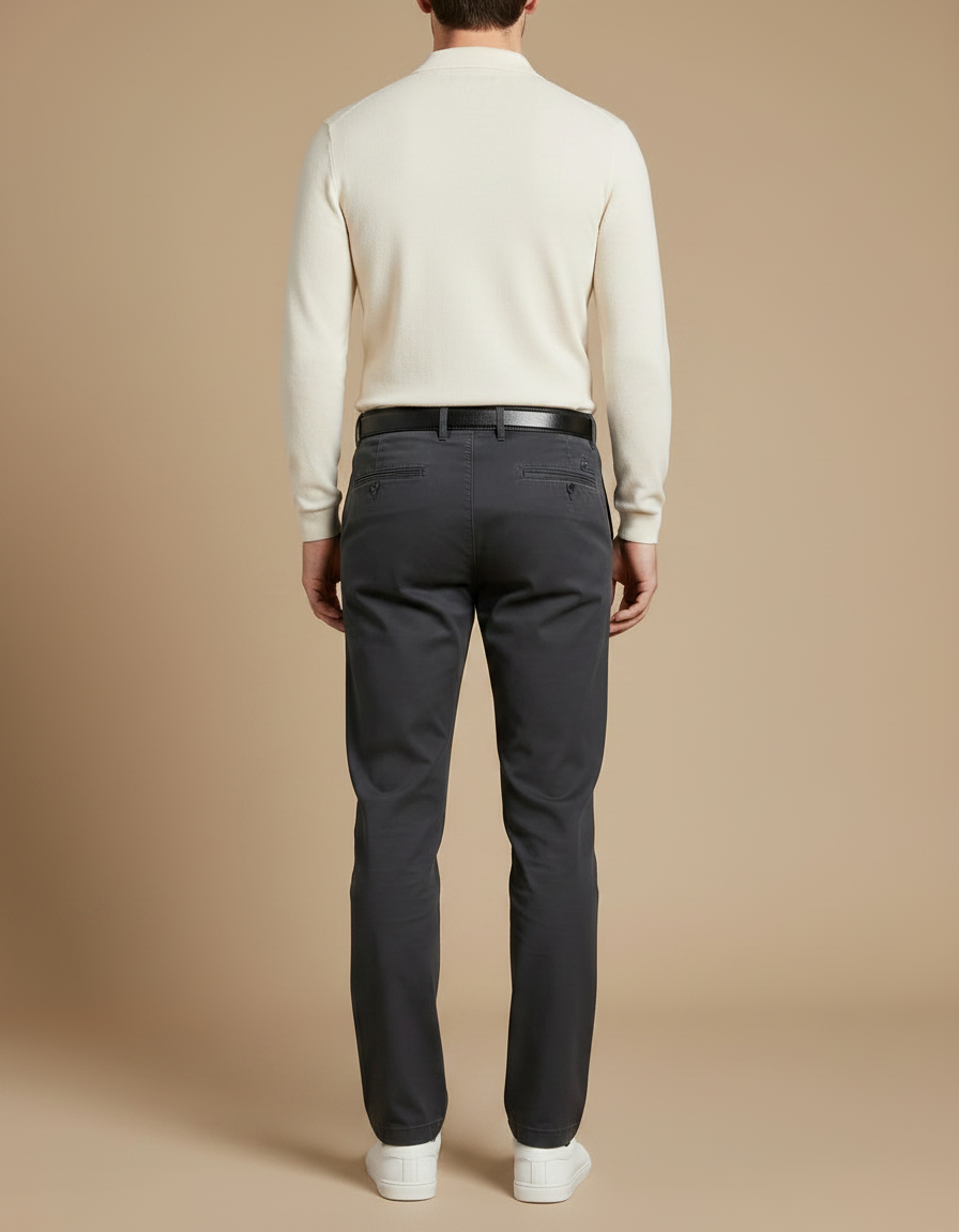 Pantalon Chino Gris Coton Décontracté Homme - vue 2