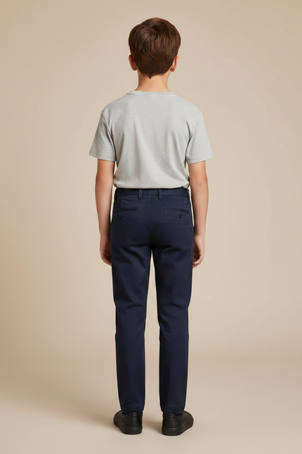 Pantalon Chino Marine Coton Garçon Décontracté Ajusté - vue 2