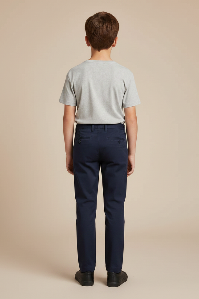 Pantalon Chino Marine Coton Garçon Décontracté Ajusté - vue 2
