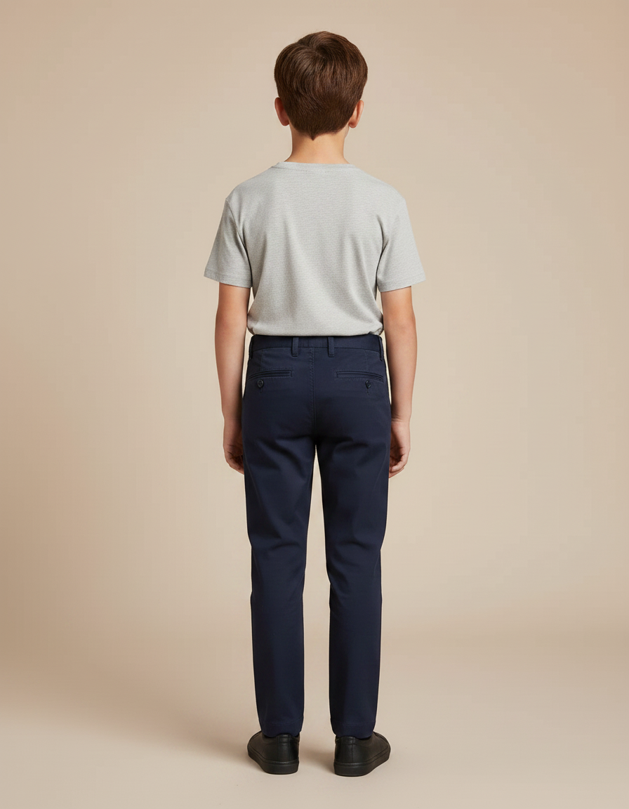 Pantalon Chino Marine Coton Garçon Décontracté Ajusté - vue 2
