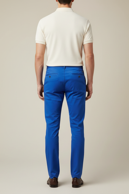 Pantalon Chino Bleu Roi - Gabardine - vue 2