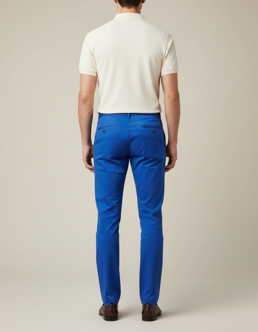 Pantalon Chino Bleu Roi - Gabardine - vue 2