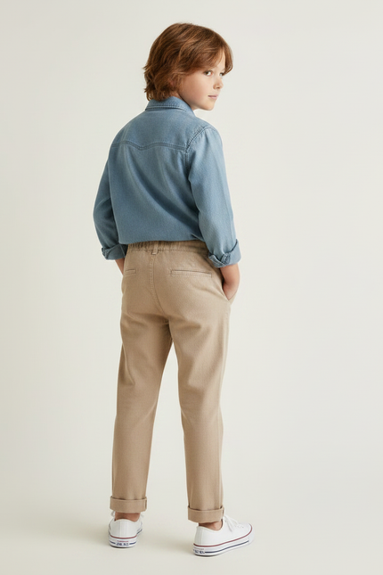 Pantalon Chino Beige Coton Décontracté Enfant Confortable - vue 2