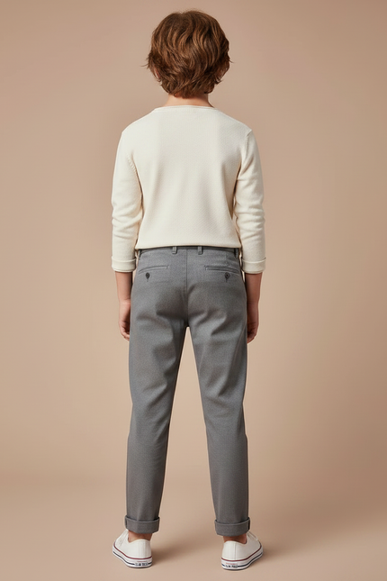 Pantalon Chino Gris Garçon Slim Coton Élégant - vue 2
