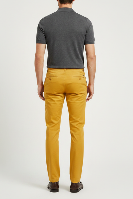 Pantalon Chino Moutarde Homme - Jaune Coton - vue 2