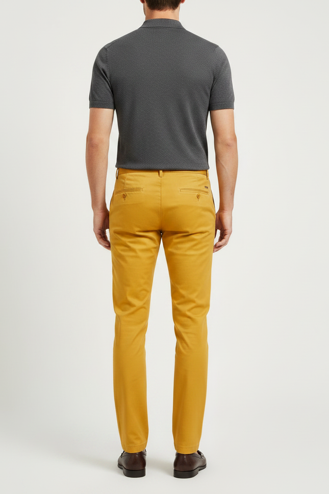 Pantalon Chino Moutarde Homme - Jaune Coton - vue 2