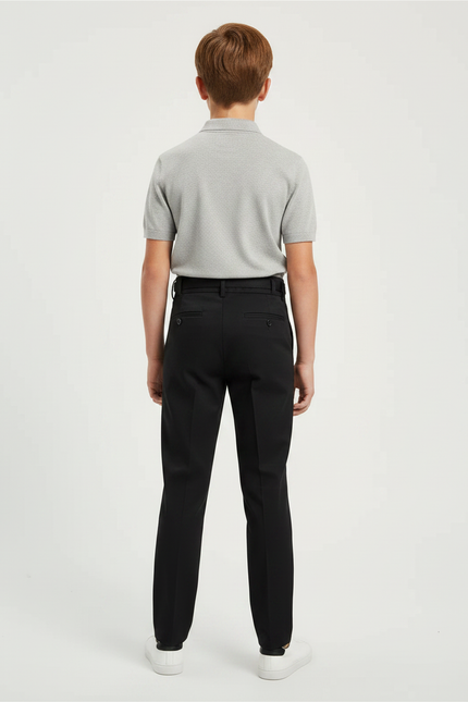 Pantalon Chino Noir Plissé Slim Enfant Élégant - Gabardine - vue 2