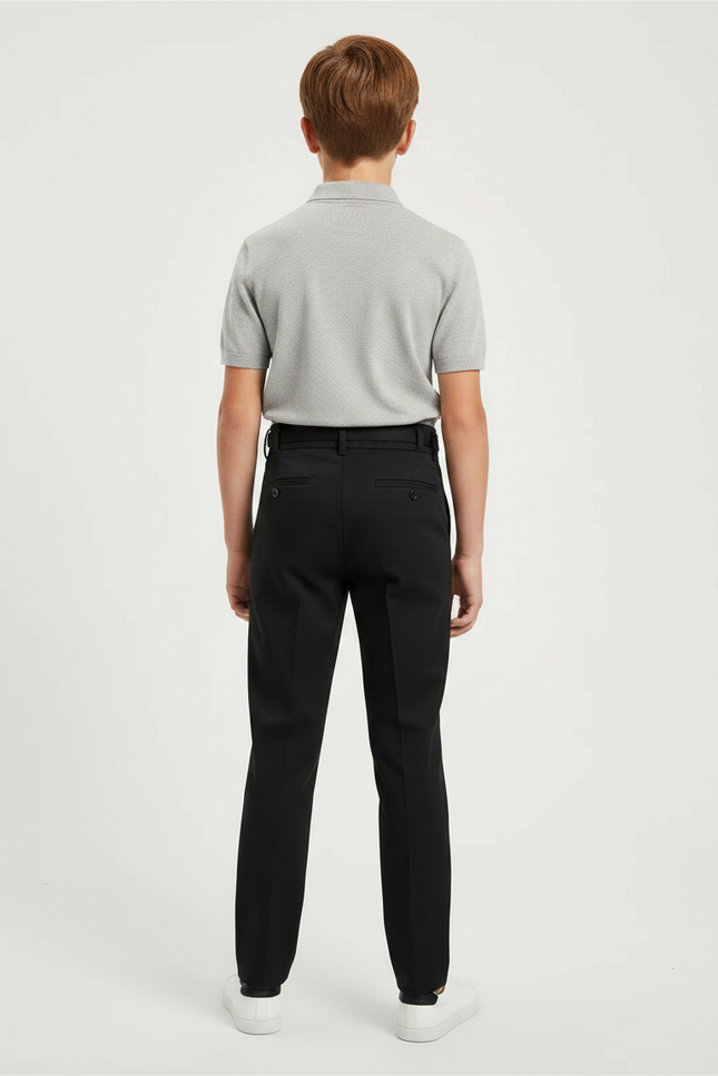 Pantalon Chino Noir Plissé Slim Enfant Élégant - Gabardine - vue 2