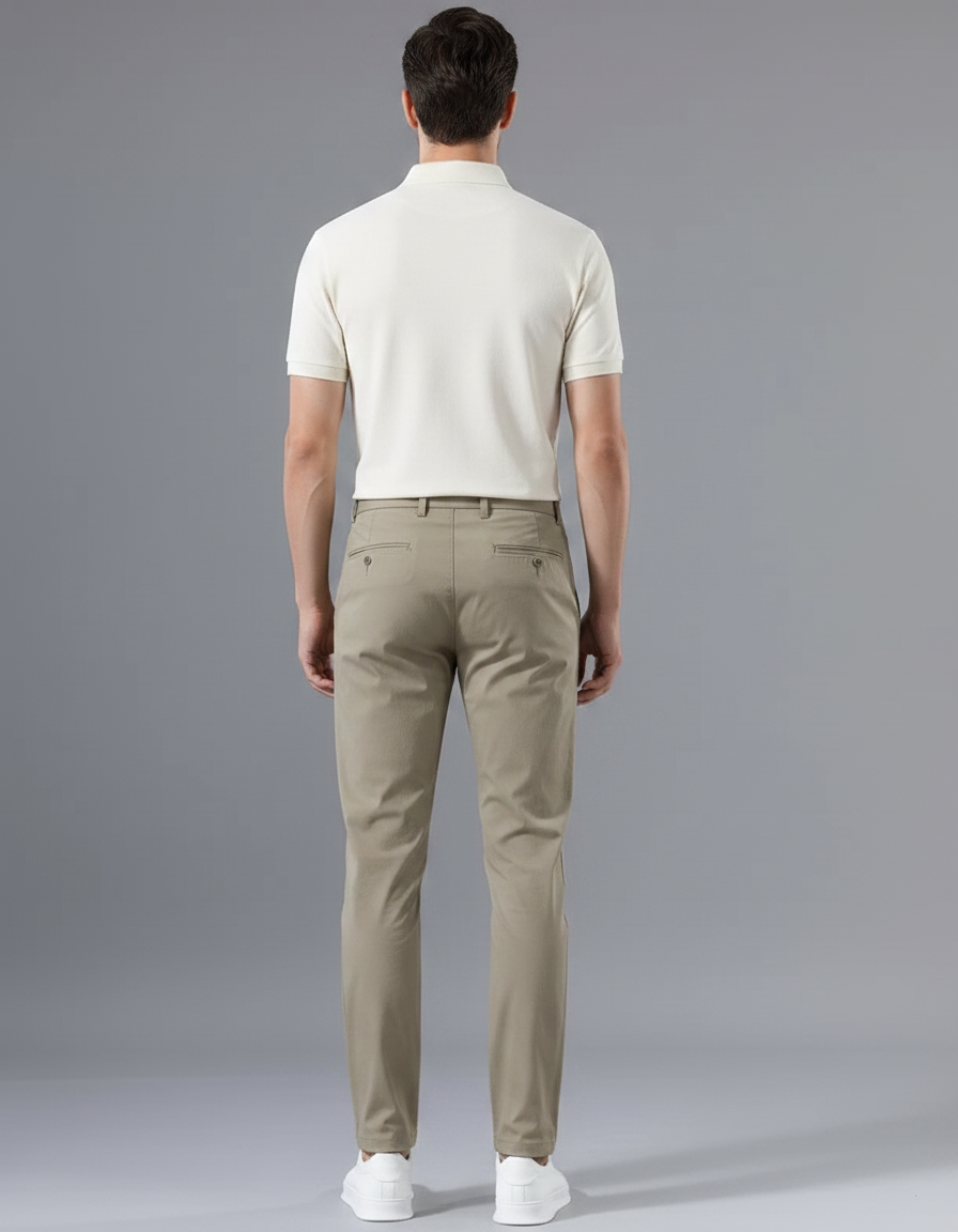 Pantalon Chino Kaki Slim Extensible Décontracté Homme - Gabardine - vue 2