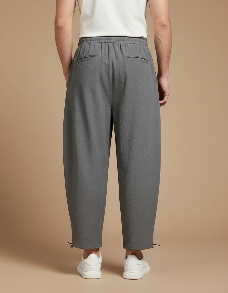 Pantalon Chino Gris Ample Léger Décontracté Homme - Lin - vue 2