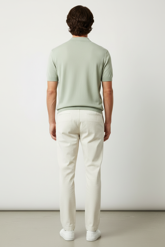 Pantalon Chino Beige Coton Décontracté Coupe Droite Homme - vue 2