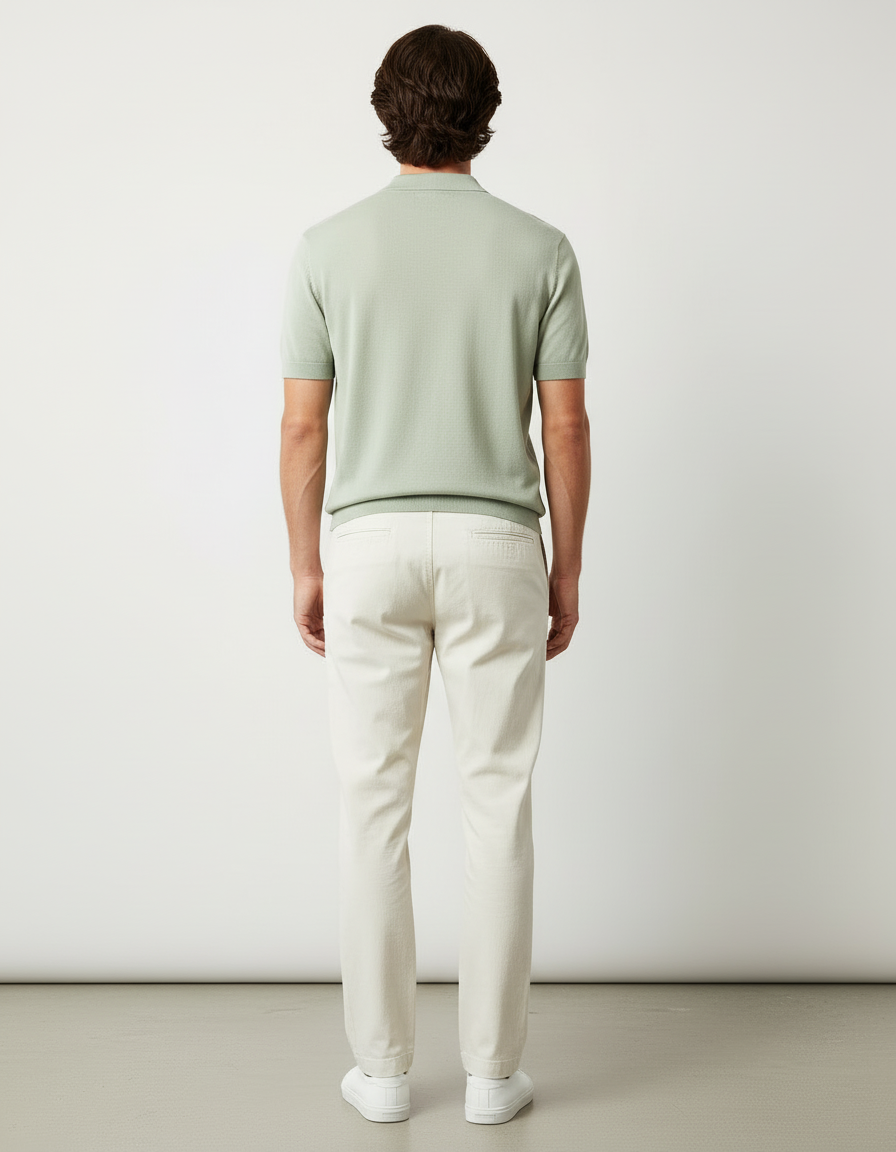Pantalon Chino Beige Coton Décontracté Coupe Droite Homme - vue 2