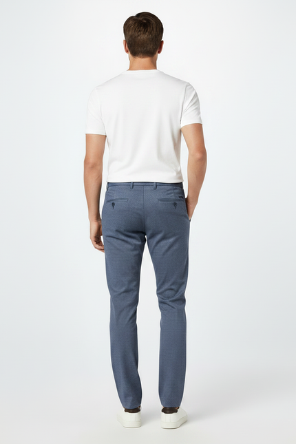 Pantalon Chino Bleu Marine Motif Micro Droit Homme - Polyester - vue 2