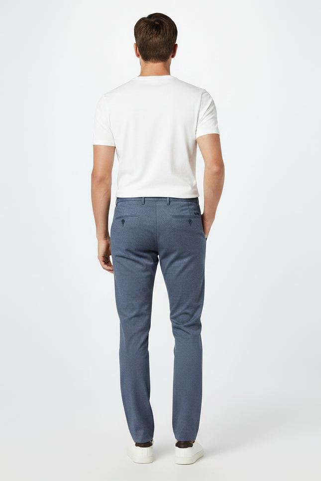 Pantalon Chino Bleu Marine Motif Micro Droit Homme - Polyester - vue 2