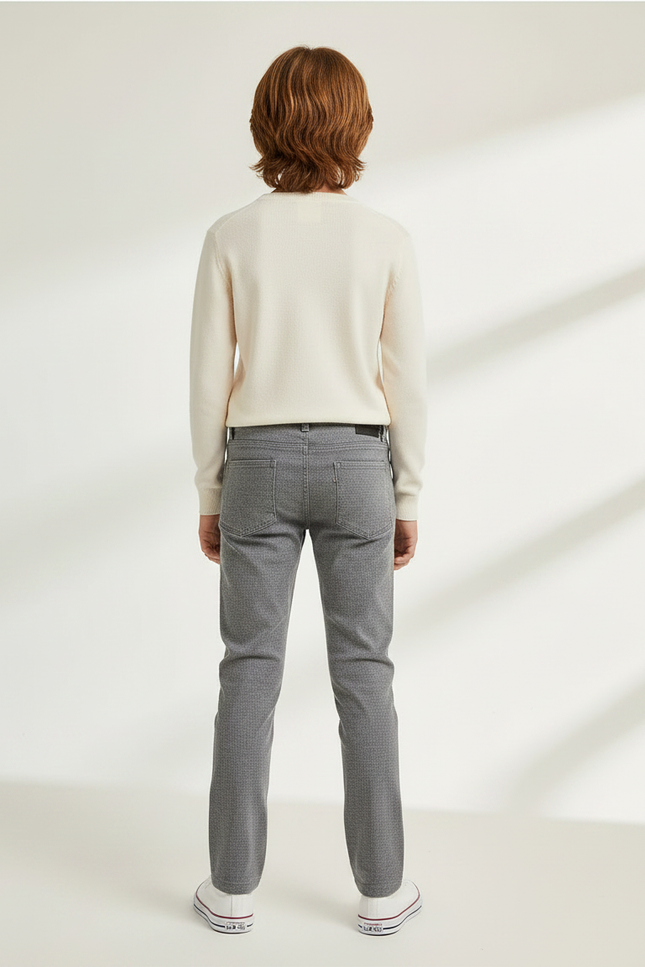 Pantalon Chino Gris Coupe Droite Décontracté Enfant - Gabardine - vue 2