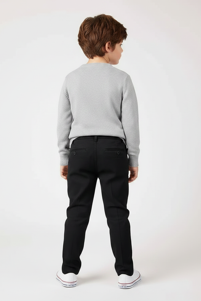 Pantalon Chino Noir Garçon Slim Coton Élégant - vue 2