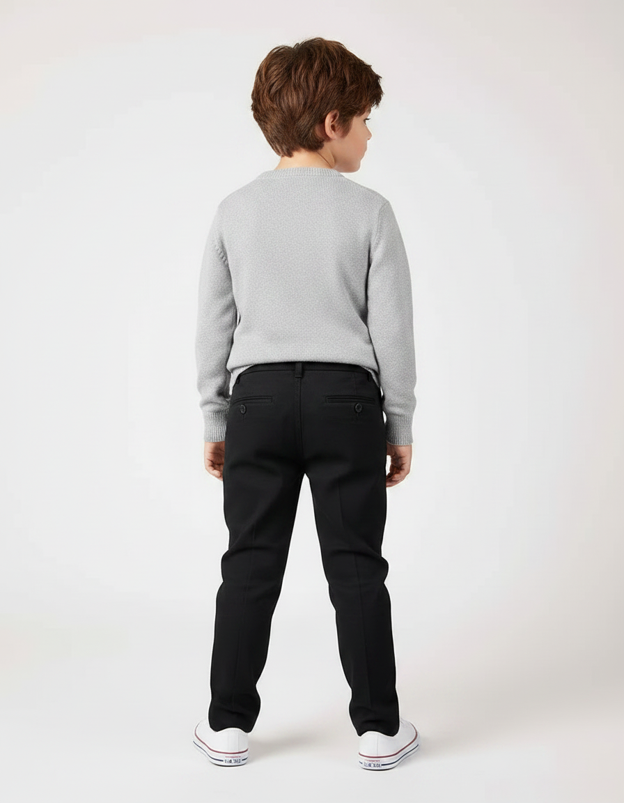Pantalon Chino Noir Garçon Slim Coton Élégant - vue 2