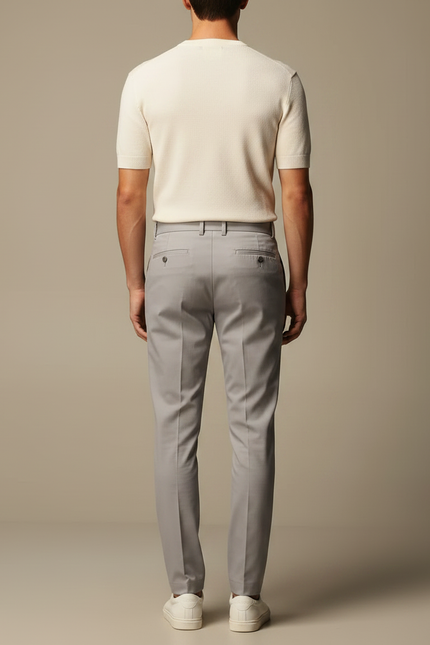 Pantalon Chino Homme Gris Tapered Coton - Gabardine - vue 2