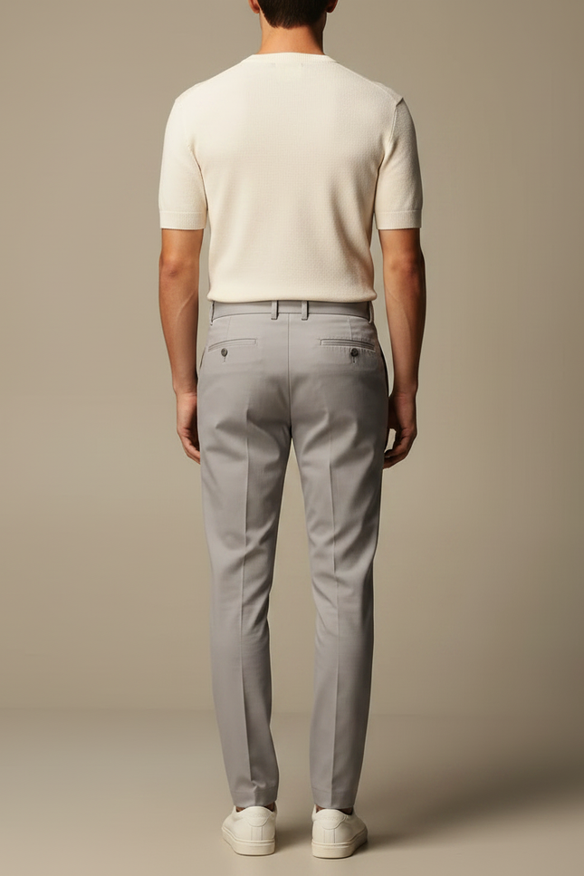 Pantalon Chino Homme Gris Tapered Coton - Gabardine - vue 2