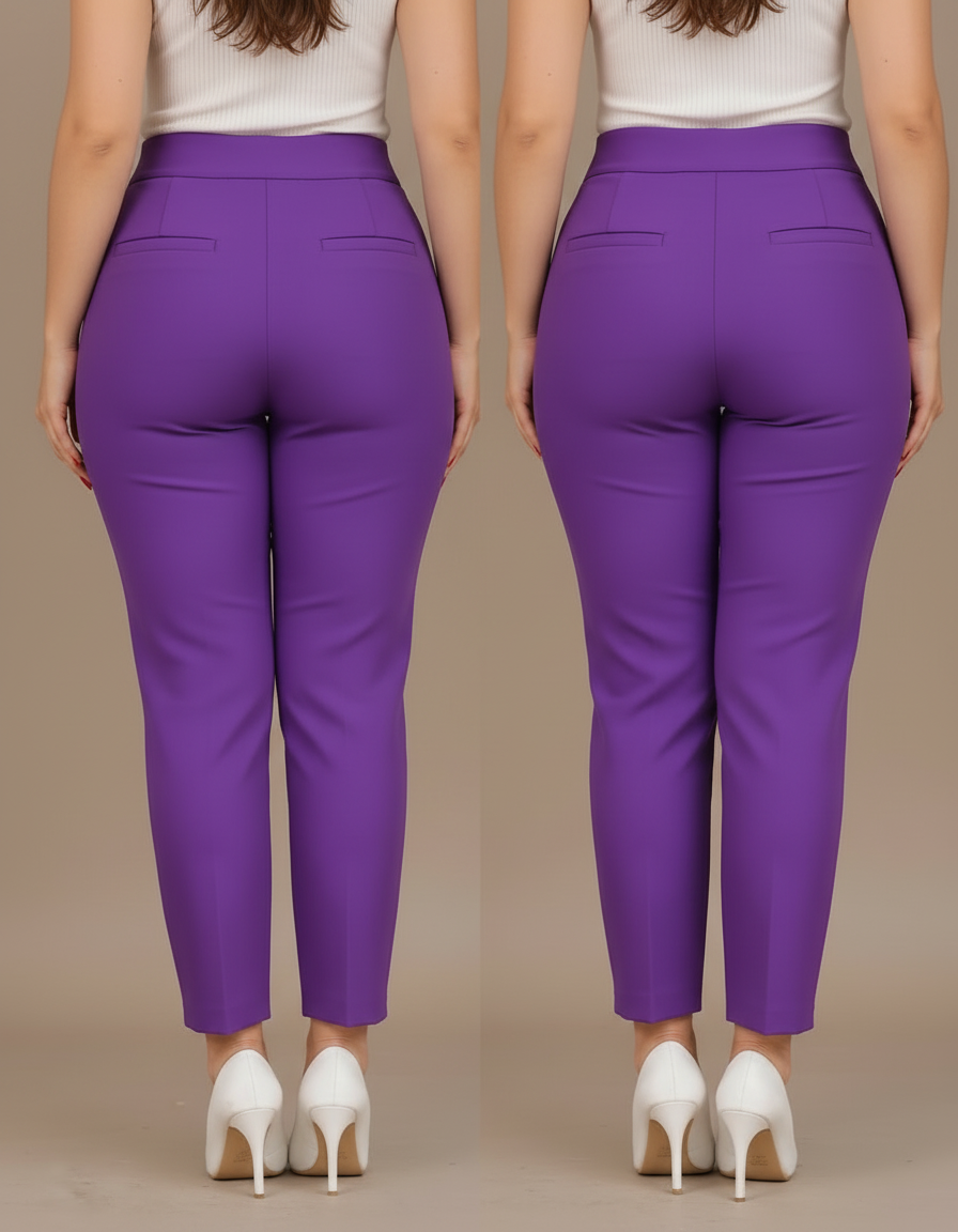Pantalon Chino Violet Slim Taille Haute Femme - Polyester - vue 2