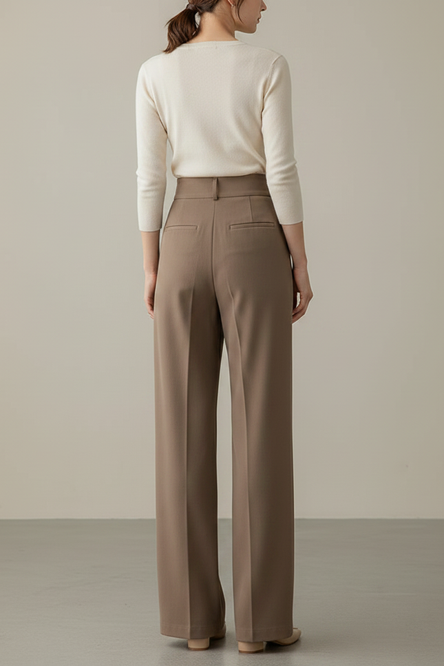 Pantalon Chino Fluide Femme - Marron Polyester - vue 2