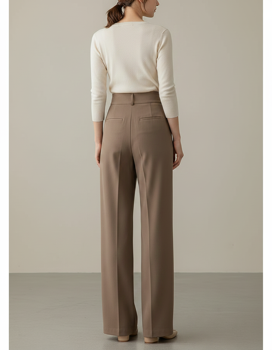 Pantalon Chino Fluide Femme - Marron Polyester - vue 2
