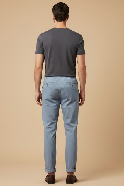 Pantalon Chino Bleu Ciel Coton Slim Décontracté Homme - vue 2